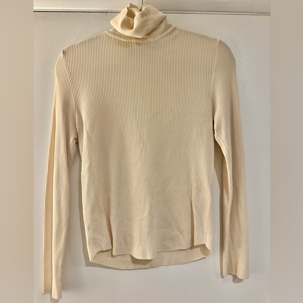 Zara Cream Long Sleeve Ribbed Turtleneck